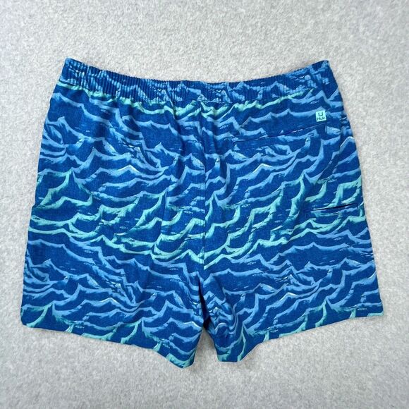 Huk Waves Volley 5.5 Board Shorts Mens Sz XL Blue Lined Drawstring Swim Trunks - Picture 2 of 13